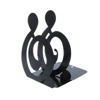 

Musical Note Metal Bookends Iron Support Holder Desk Stands For Books Black