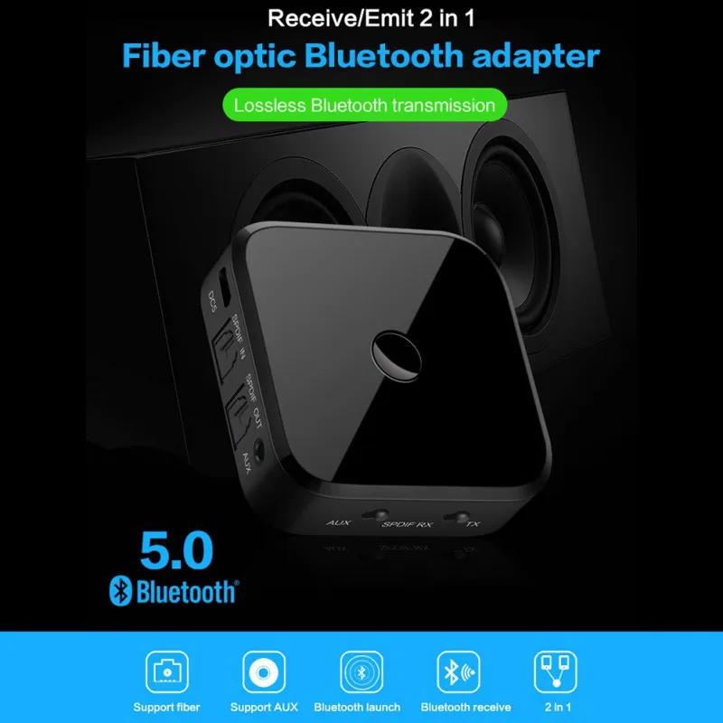 Bluetooth 5,0 передатчик приемник Мини беспроводной аудио адаптер 3,5 мм AUX/SPDIF для ТВ ПК