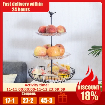 

Detachable Three Floors Storage Basket Multi-Function Nordic Fruit Candy Stand Tray Home Wedding Desktop Iron Decoration Basket