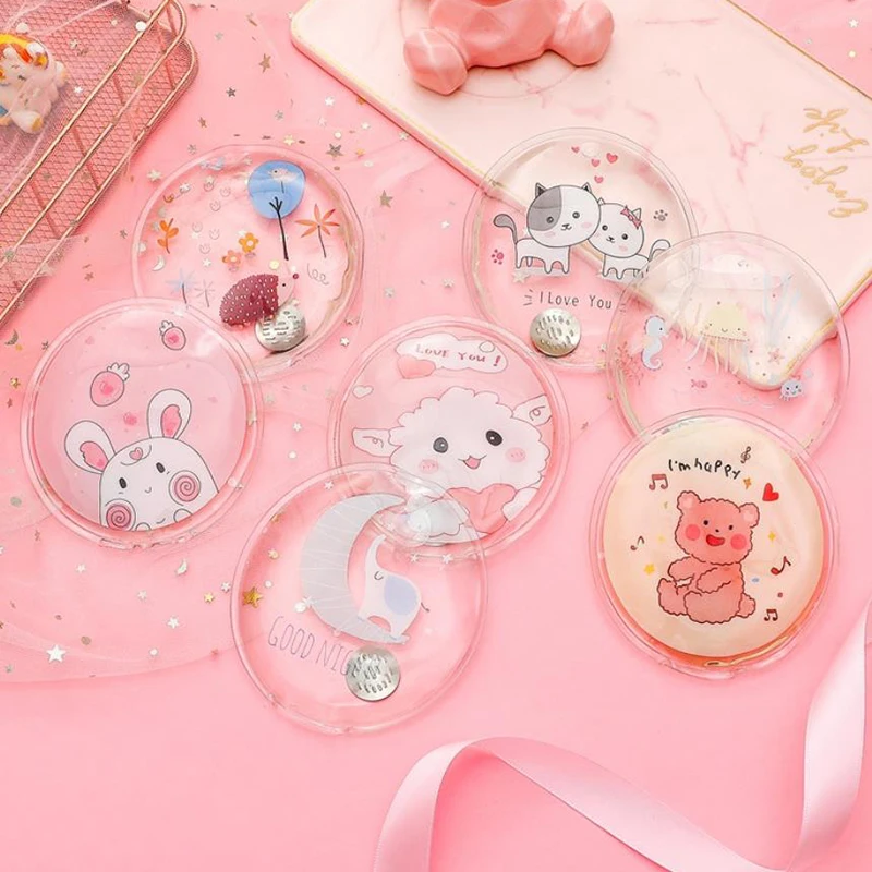 Almohadilla de calentamiento instantáneo portátil con dibujos animados, calentador de manos de Gel reutilizable para invierno, calentador para adultos y estudiantes, bolsa de agua caliente de acción rápida