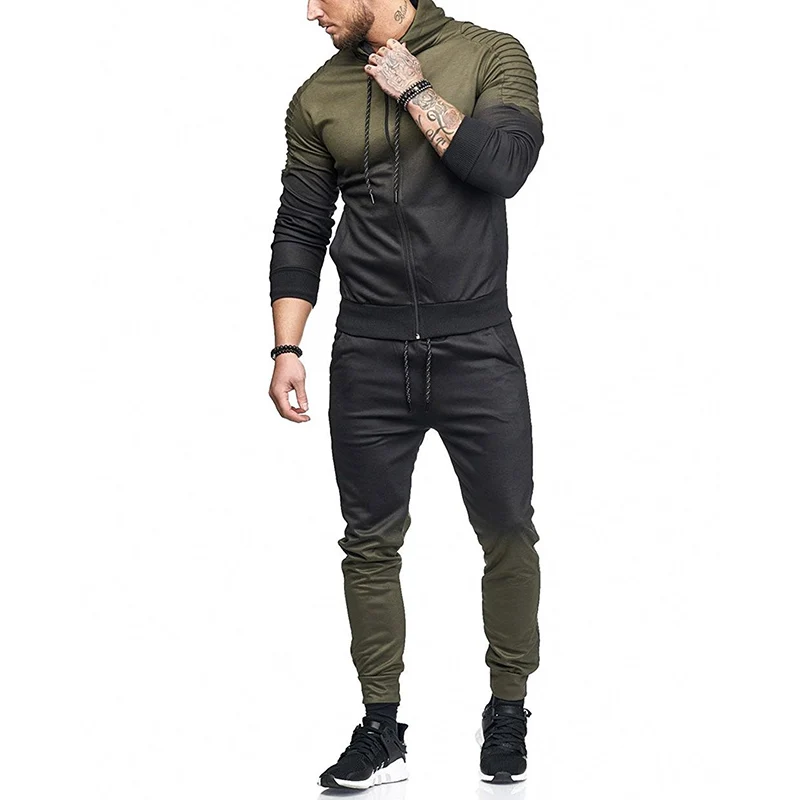 Cheap Spring New Casual Men's Set Tracksuit Outwear Sporting Track Suit European American Male Fitness Long Sleeve Sweatshirts Pants