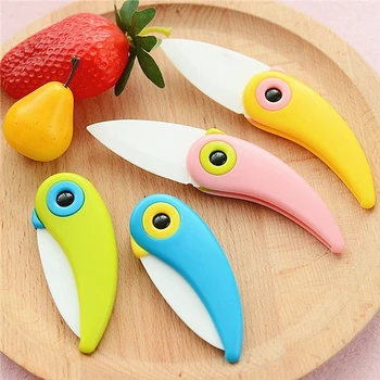 

Mini Blade Ceramic Pare Peel Peeler Pocket Fold Knife Cut Slice Picnic Fruit Cutlery Cutter Bird Vegetable Kitchen Bag Box