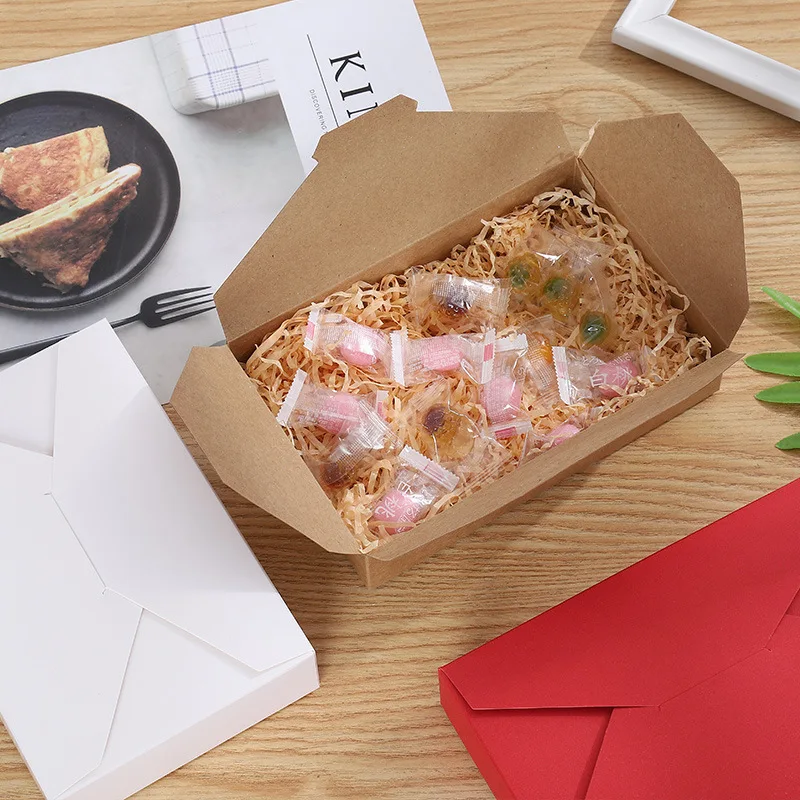 5/10pcs Kraft Paper Gift Box Red/White Candy Chocolate Packing Boxes DIY Handmade Cake Case Wedding Christmas Party Gift Package