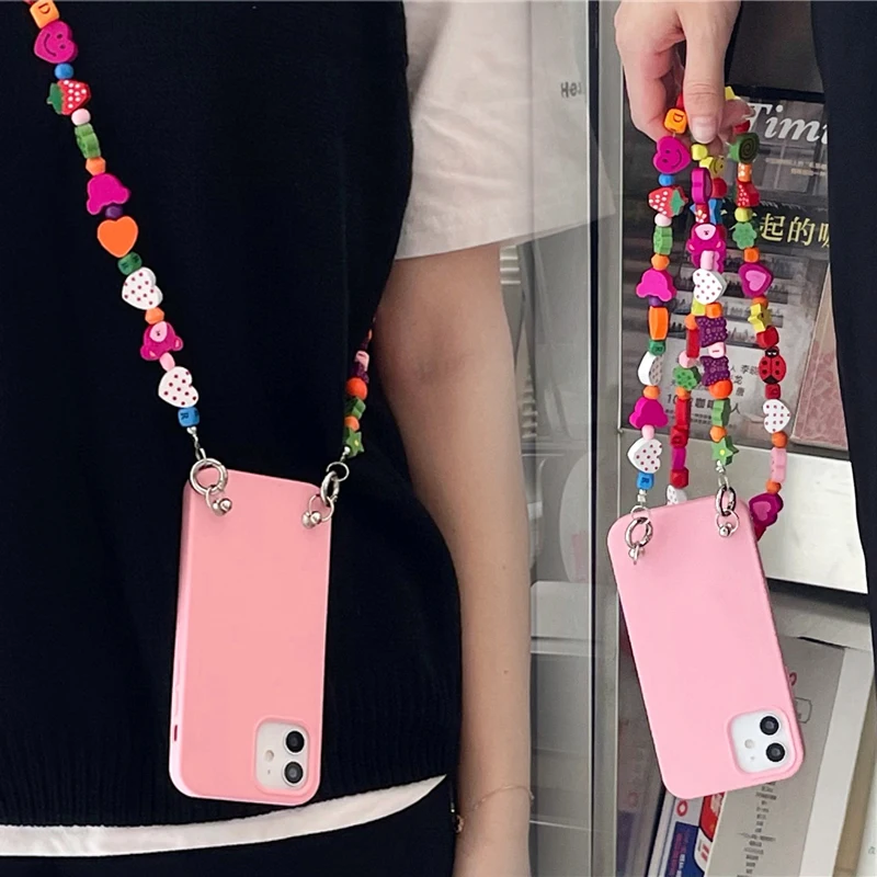 Cute Cartoon Lanyard Strap Cord Chain Phone Case For Iphone 13 12 11