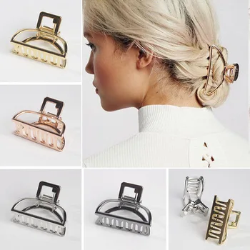 

Women Girls Large Mini Geometric Hair Clips Hair Crab Clips Hair Crab Moon Shape Hair Clip Claws Solid Color Accessories Hairpin