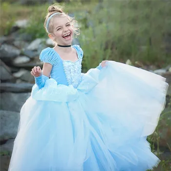 

Winter Clothes Girl Elsa Dress Snow Queen Cinderella Cosplay Princess Halloween Costume Fantasia Vestido Children Clothing 10Yr