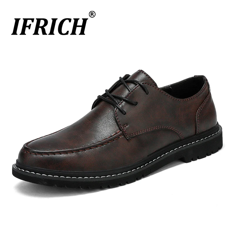 

2019 New Fashionable Causal Shoes for Mens Brown Split Leather Causal Men Shoes Formal Male Business Shoes Autumn Flat Sneakers