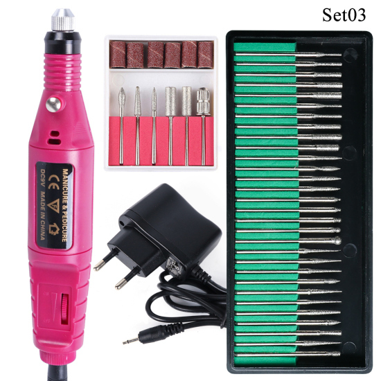 Professional Nail Drill Machine Electric Manicure Milling Cutter Set Nail Files Drill Bits Gel Polish Remover Tools TRHBS-011P-1