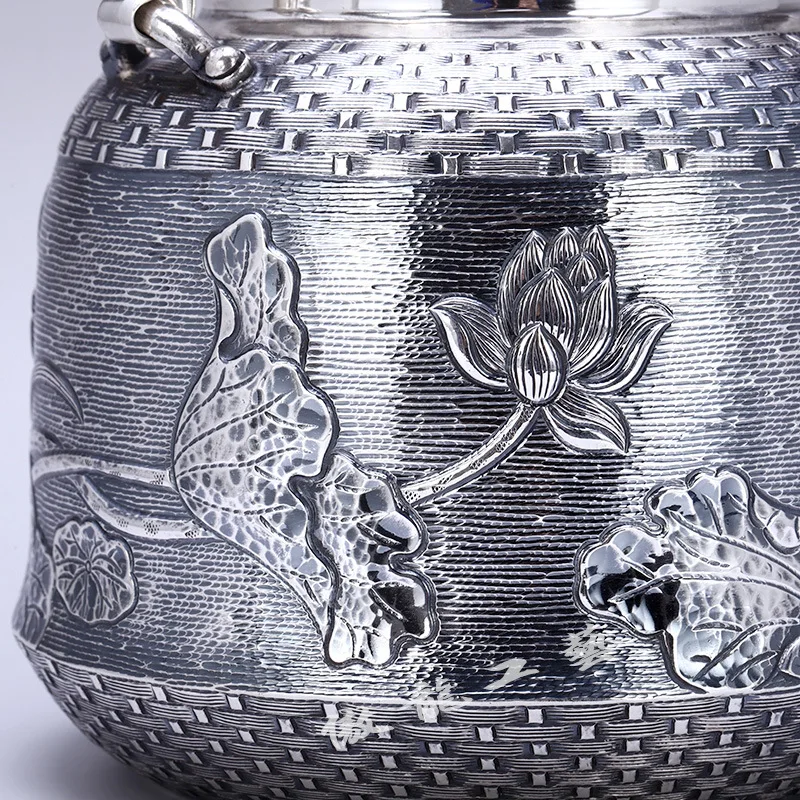 Чайник, чайник, чайник с горячей водой, железный чайник, чайник из нержавеющей стали, чаша для чая, Емкость 1100 мл, Стерлинговое Серебро ручной работы S999