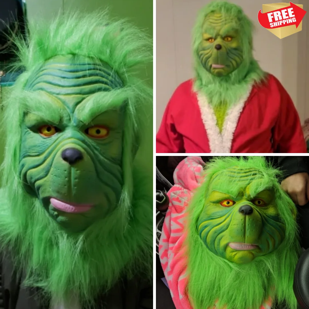 Рождественский Grinch костюм с маской шлем Гринч-Похититель Рождества