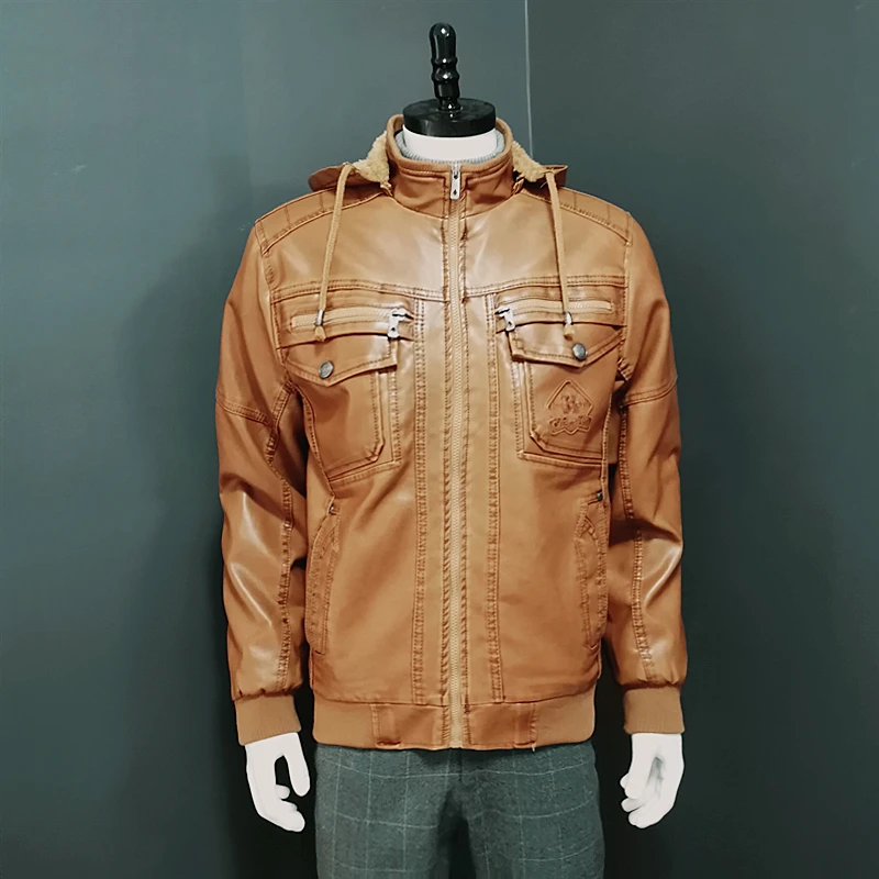 

Winter Pu Leather Male Jacket Fur Lining Thick Warm Sheepskin Coat Classic Motorcycle Jacket Jaqueta De Couro Masculino Outwear