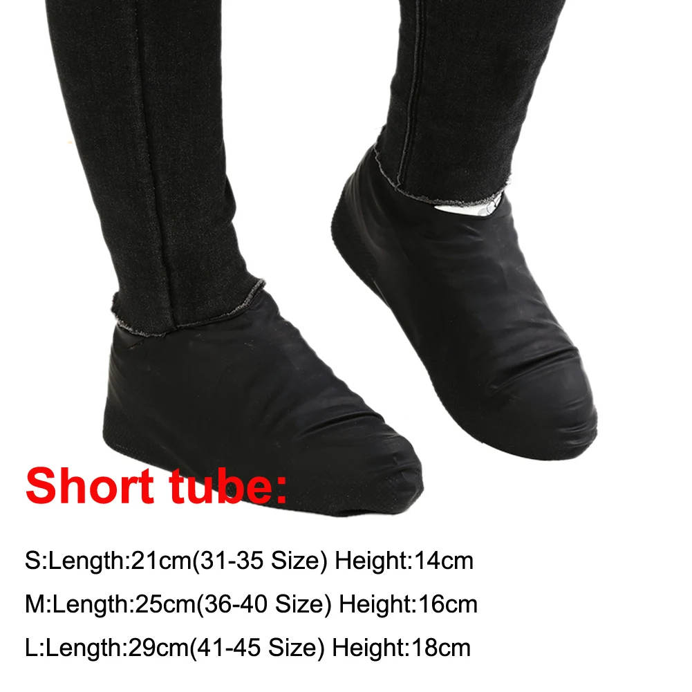 1 пара многоразовые латексные Водонепроницаемый покрытие на обувь от дождя, без шнуровки, из этиленового пропилен-каучука сапоги для дождливой погоды, галоши S/M/L, аксессуары для обуви - Цвет: Черный