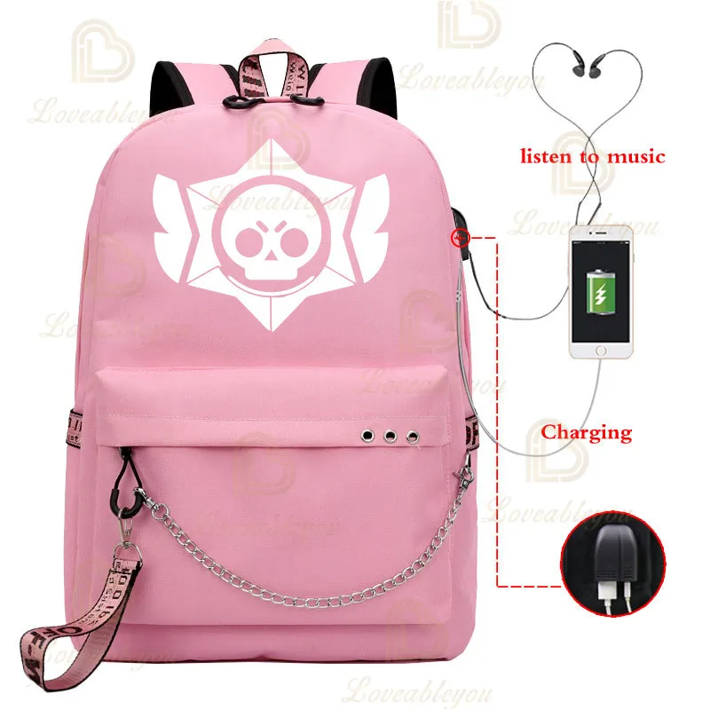 Game Leon Kids Student School Bag with Headphone Backpacks with Charging Port Bag Boys Girls Travel Backpack