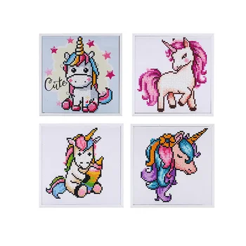 

Handmade Children Cartoon 5D Diamond Painting Kits Animal Unicorn Horse Mosaic Cross Stitch Embroidery Set with Frame Home Decor