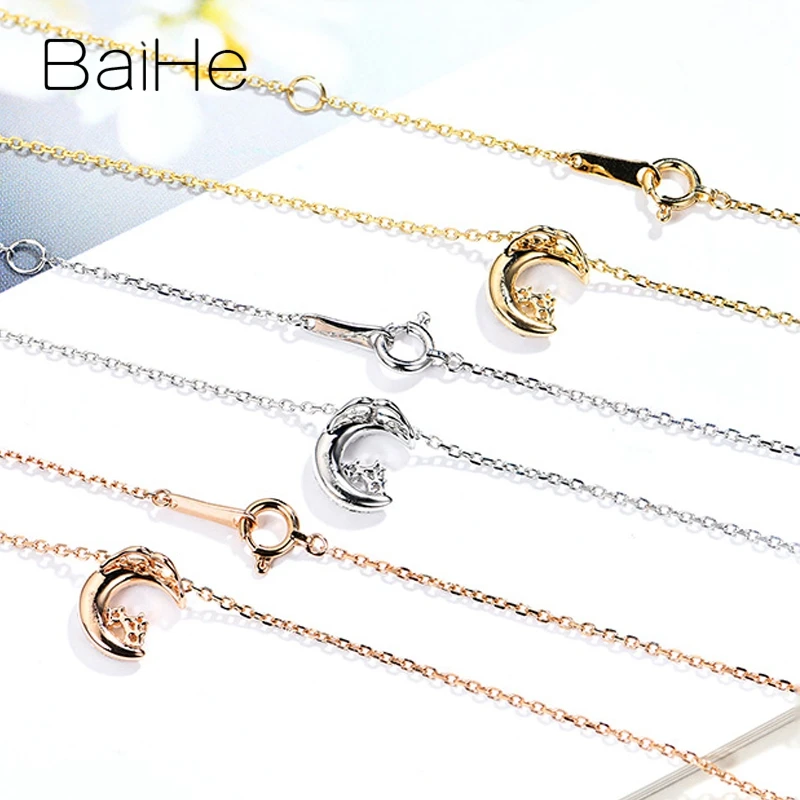 BAIHE Solid 18K белое золото Сертифицированный 0.15ct круглый натуральные Алмазы обручальные модные ювелирные изделия Подарочные ожерелья