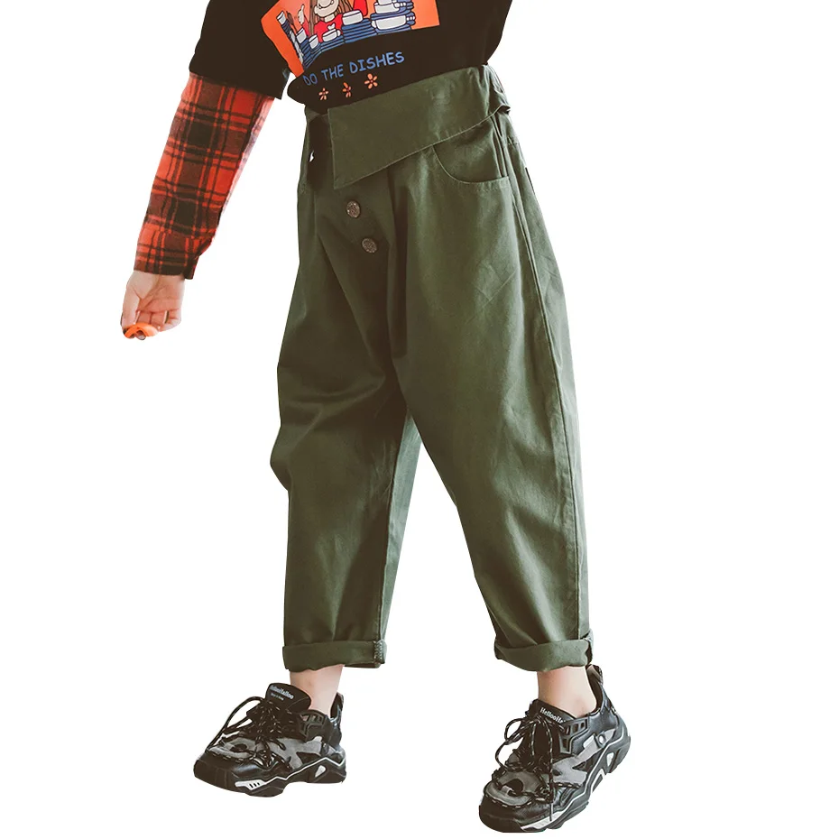 Брюки для девочек повседневные однотонные штаны одежда подростков 6 8 10 12 14 лет |