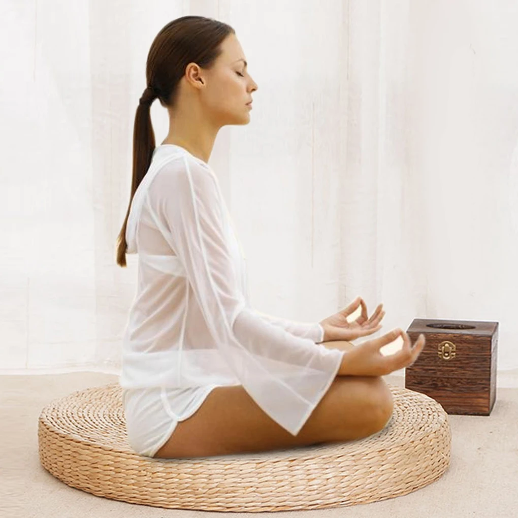 

Weave Tatami Sitting Cushion Pillow Meditation Straw Seat Mat Bay Window Balcony Cushion Straw Futon