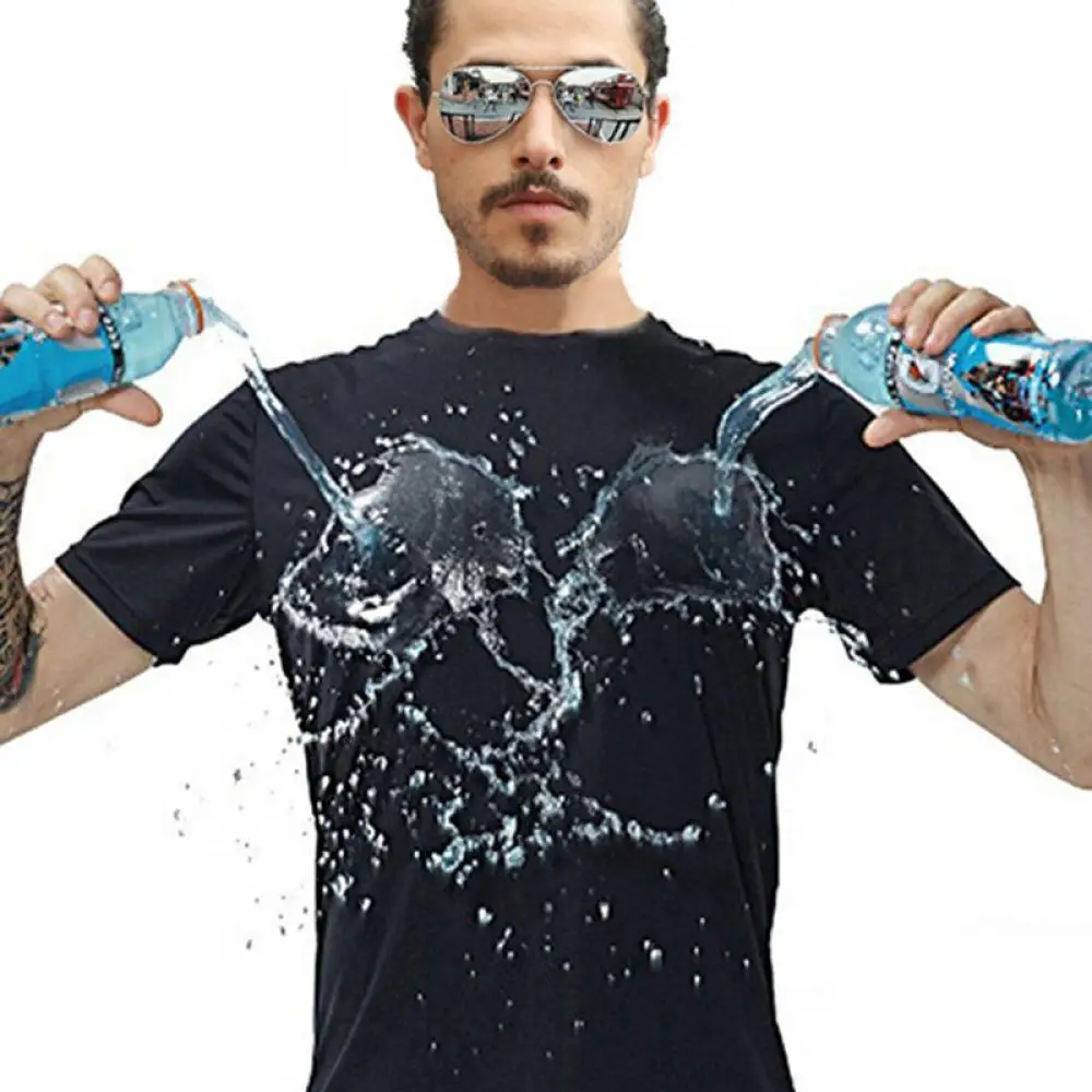 BOUSSAC Мужская водостойкая футболка для бега, креативный Гидрофобный дышащий Быстросохнущий Топ, Мужская футболка с коротким рукавом