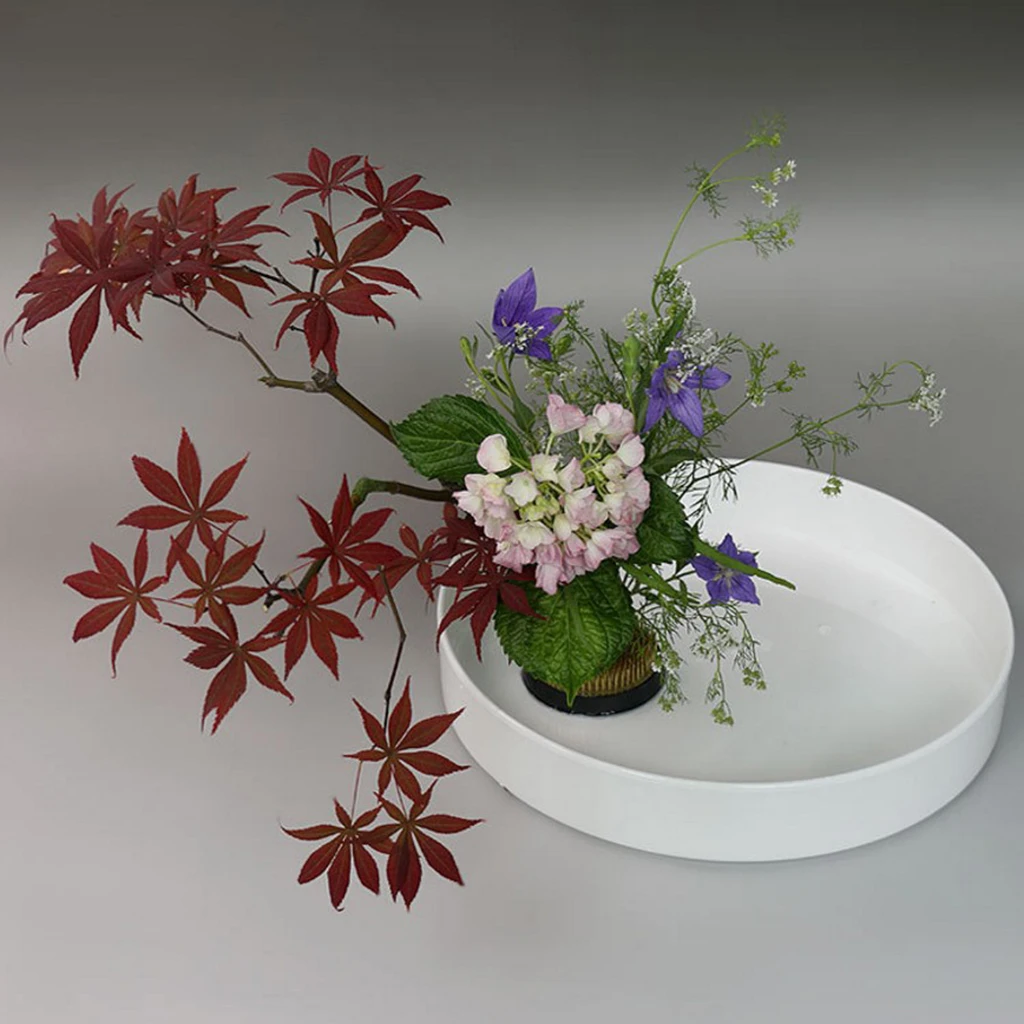 Japanese Ikebana Flower Vase -Round Shaped Plastic Suiban Pot Tray Container Classic Suiban Vase Pot for Flower Arrangements Japanese Ikebana Flower Vase -Round Shaped Plastic Suiban Pot Tray Container Classic Suiban Vase Pot for Flower Arrangements