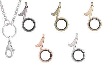 

10pcs/lot Fashion mixed color Music Note Memory Living Magnet Glass crystal Floating Locket Locket Pendant necklace jewelry