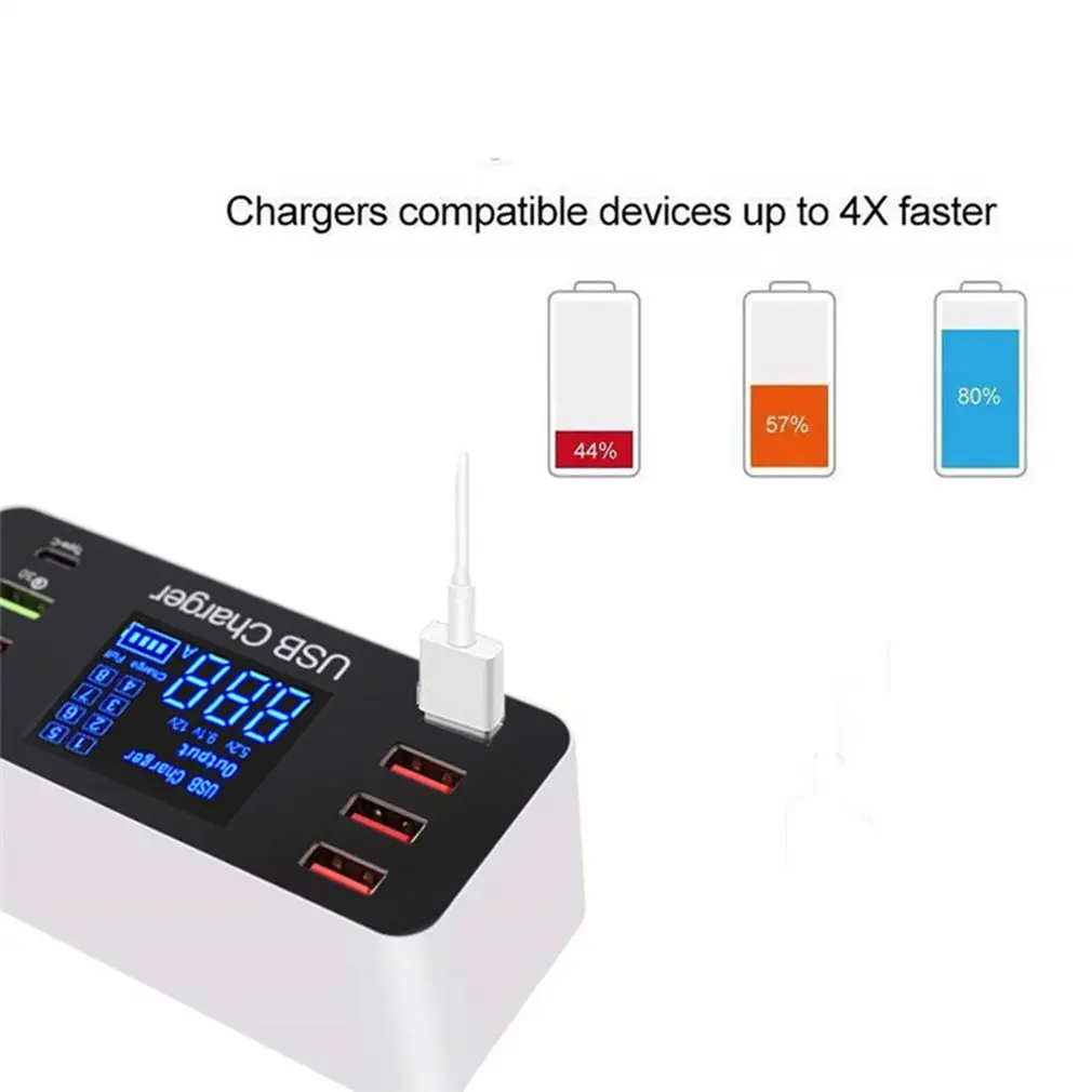 8 портов мульти быстрое Usb зарядное устройство Быстрая зарядка несколько Usb зарядная станция для телефона универсальное usb-хаб зарядное устройство Qc 3,0 светодиодный дисплей