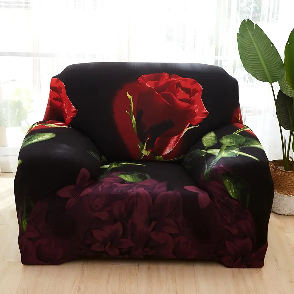 Хоббилан 3D Красная Роза Печать Эластичный чехол для дивана/наволочка для гостиной - Цвет: 3D red rose