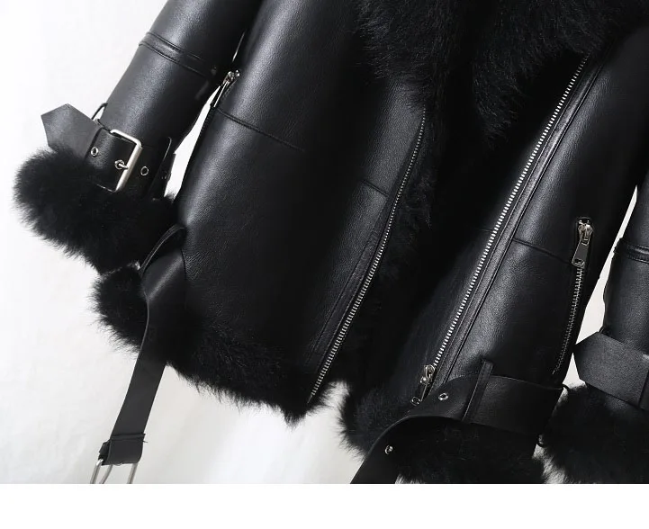 Зимняя куртка, толстое теплое пальто с натуральным мехом, тосканское пальто с мехом ягненка, Женская мотоциклетная куртка, короткая верхняя одежда, уличная одежда