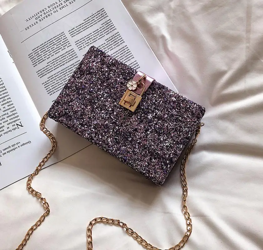 purple Блестящие клатчи ПВХ твердой поверхности прямоугольная коробка сумка женская мода вечерние блестящие сумка через плечо сумка на плечо вечерняя сумочка - Цвет: purple