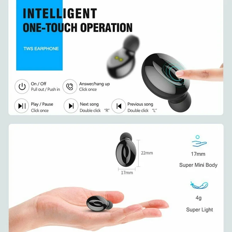 TWS Wireless Earphones Bluetooth 5 0 Bass Headset with HD Mic and Charging Case Earbud for Phone PC Xiaomi Huawei IPhone Samsung