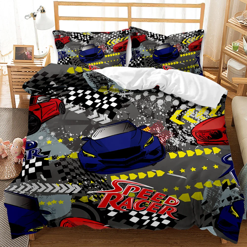 

3D Bedding Sets Duvet Cover Sets Comforter Covers and Pillowcase 210*210 200*200 245*210cm Design Car Speed Racer Bedding Sets