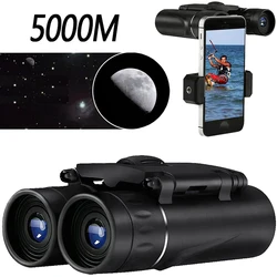 500x25 HD Powerful Binoculars 5000M Long Range Folding Mini Telescope Night Vision BAK4 FMC for Hunting Outdoor Camping Travel