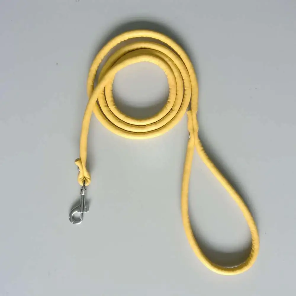 Deep Yellow Цепь для маленьких собак из искусственной кожи, круглая Тяговая веревка для домашних животных с крюком, оборудование-товары для собак и кошек - Цвет: Deep Yellow