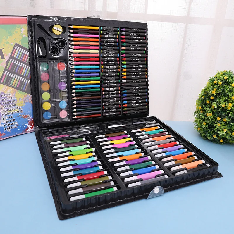 Kaufen 208 teile satz Malerei Zeichnung Art Set Pinsel marker Aquarell Farben Stifte Wasser Farbe Bleistifte Arter Unterstützen Liefert Kinder Geschenk