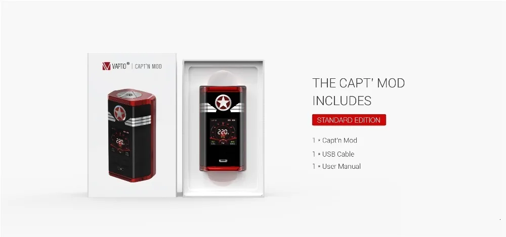 Vaptio CAPT'N 220 Вт мод электронная сигарета vape мод с 1,3 дюймовым oled-экраном поддержка VW 18650 батарея(без аккумулятора