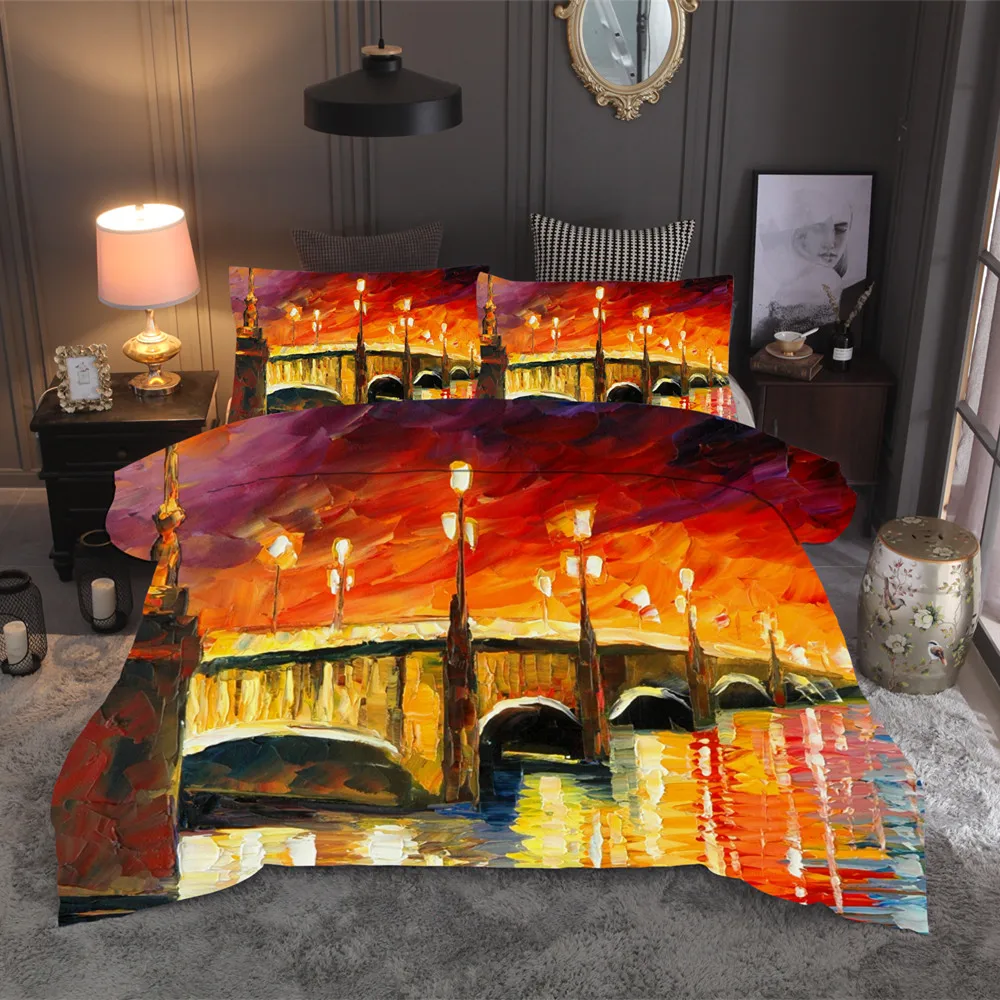 

Landscape Painting 2/3pcs Bedding Sets Art Bed Cover Queen King Twin Full Size Duvet Cover