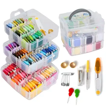

Embroidery Starter Kit Punch Needle Tool 150 Color Embroidery Floss Cross Stitch Threads With Organizer Storage Box