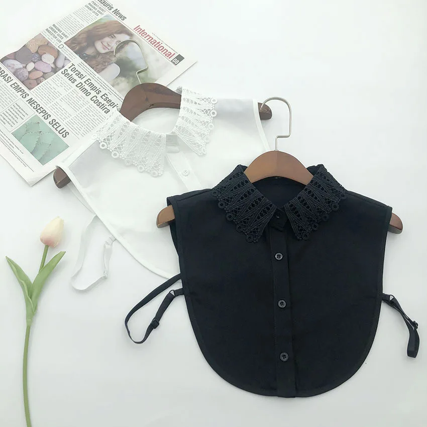

Vintage Style Women Lace Embroidery Fake Collars Accessories Removable Shirt False Collar Black and White Detachable Collar