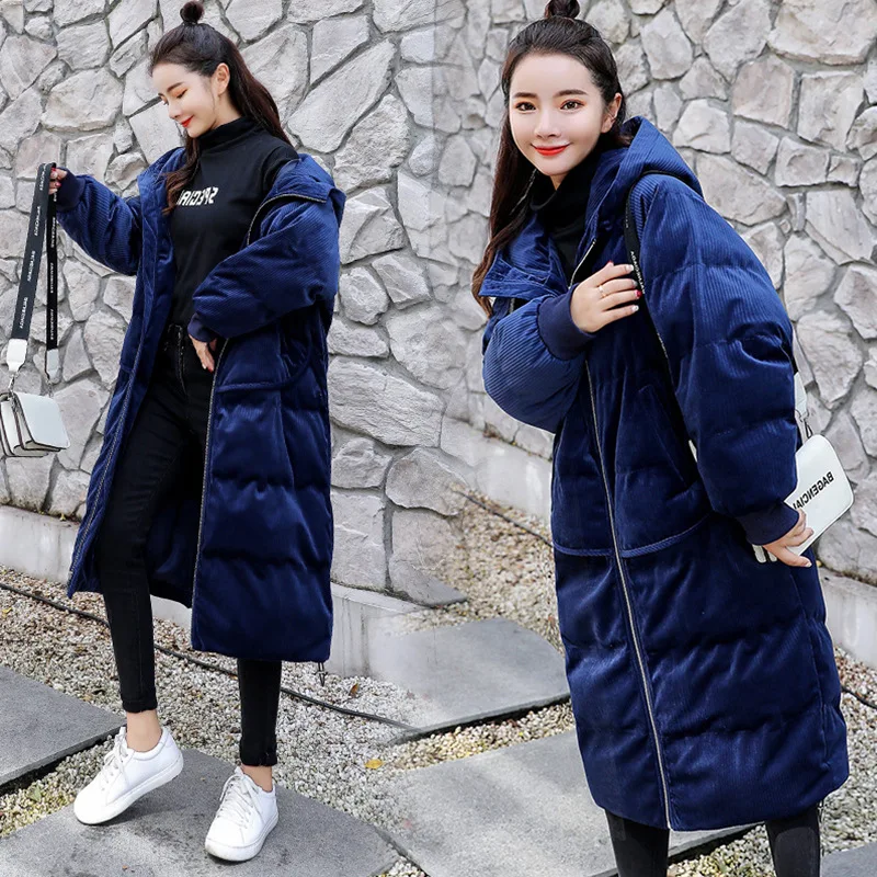 

Cotton-padded Clothes Women's Mid-length 2018 Winter New Style Korean-style Coat Loose-Fit Slimming over-the-Knee down Jacket Co