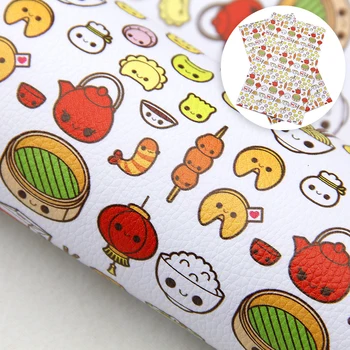 

David accessories 20*34cm Fruit Printed Litchi Synthetic Leather Fabric DIY for Bows Faux Leather Fabric Sheets,1Yc9969