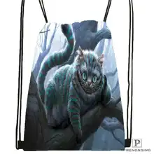 Индивидуальная походная сумка на шнурке с изображением лунного кота, милый рюкзак для детей(черная спинка), 31x40 см#180612-03-1