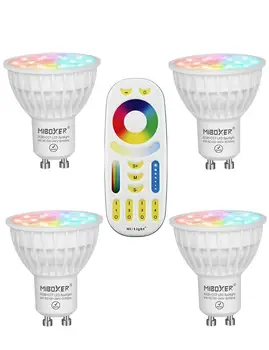 

Mi Light GU10 Color Changing LED Spotlight WiFi RGB +CCT 4 Watt 4 Pack + Remote FUT092 (4＊GU10+Remote)、) jk