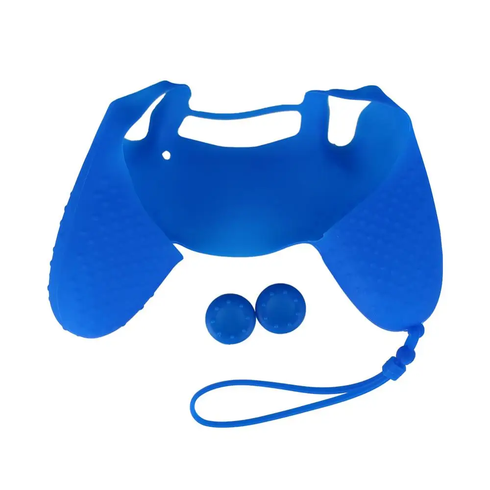 Рокер силиконовый защитный чехол+ 2 противоскользящие частицы для PS4 - Цвет: Синий