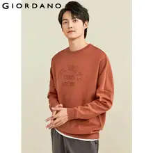 

Giordano Men Sweatshrits Interlock Letter Embossment Creneck Sweatshirt Dropped Shoulder Loose Causal Sweatshirts 01091787