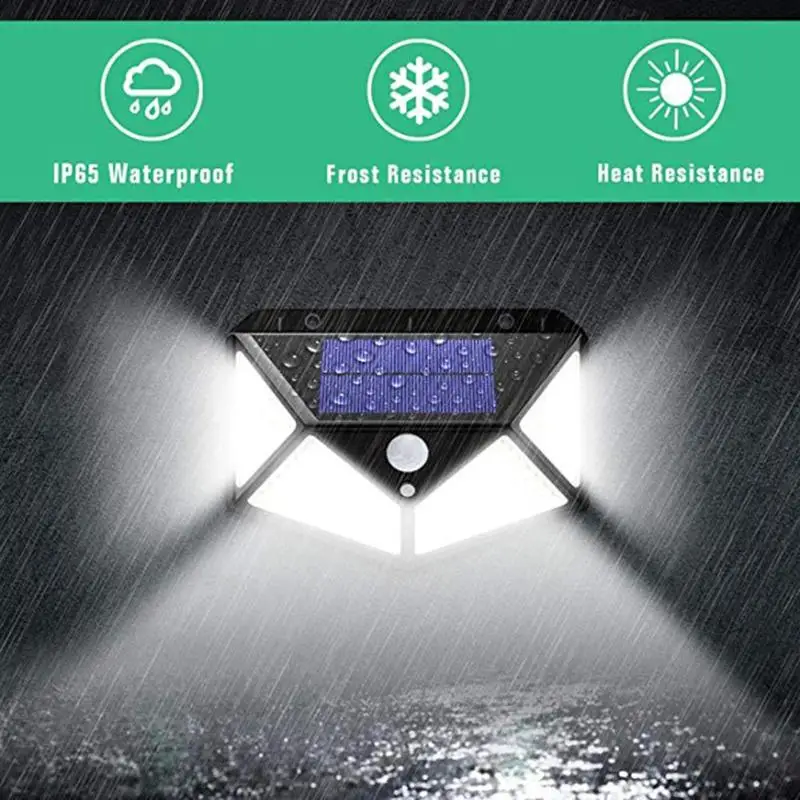 100LED солнечной движения Сенсор настенный светильник на открытом воздухе Водонепроницаемый во дворе безопасности лампа ограждения лестницы Путь Двор Водонепроницаемый сад безопасности