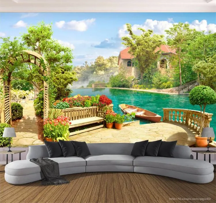 

Custom Any Size Photo Wallpaper 3D Garden Lake Scenery Background Wall Mural Living Room Bedroom Restaurant Decor Wall Paper 3 D