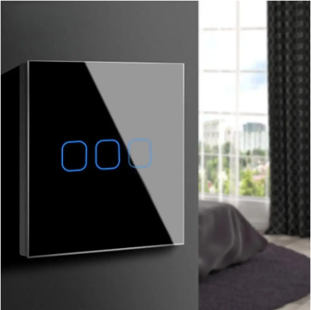 

LED light Touch Switch Sensor Recessed Wall lamp Switch Tempered Glass Panel Switch EU Standard 220V-240V Wall Touch Switch