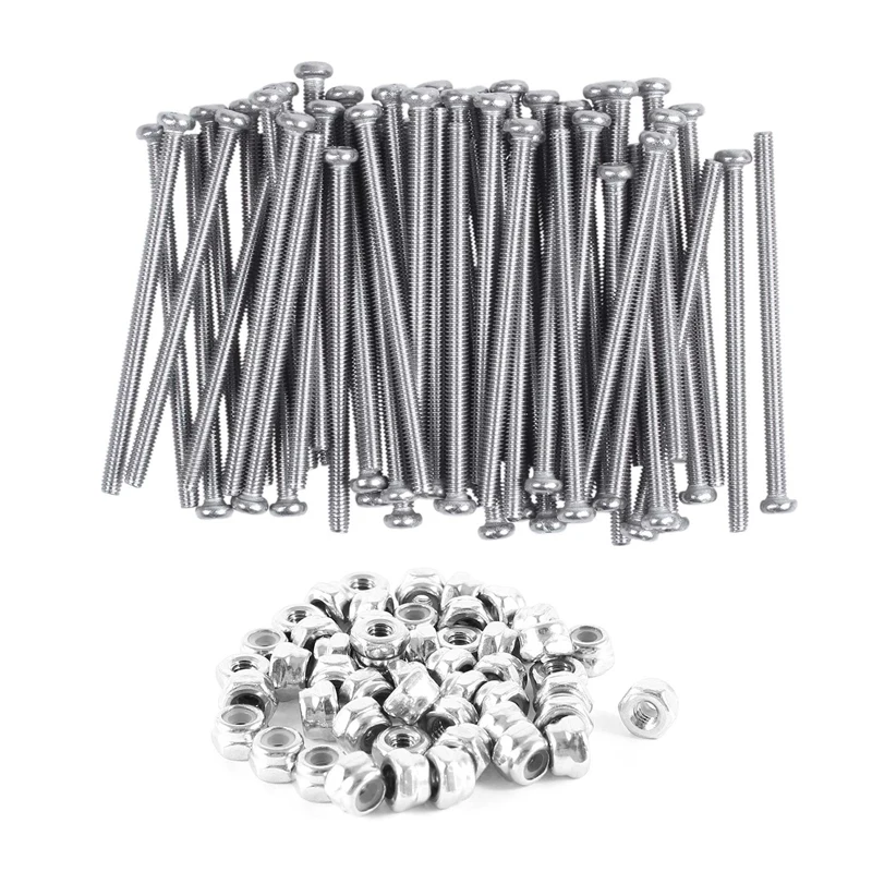 

60Pcs M2.5 x 40Mm 304 Stainless Steel Phillips Round Head Screws Bolt & 50 Pcs 304Hc Hex Self-Locking Nut M2.5 A2-70