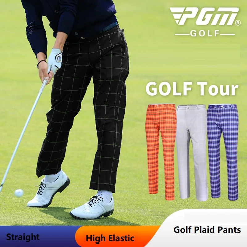 Men's Golf Pant Plaid Sports Golf Trousers High Elastic Durable Pants Male Breathable Casual Pant 4 Colors XXS-XXXL