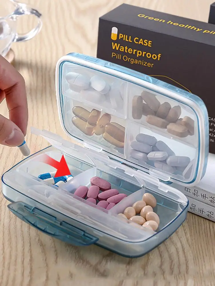 

Pill Storage Box Easy to Carry Eighth Compartments Pill Organizer Dispenser Good Sealing Waterproof for Outdoor Travel
