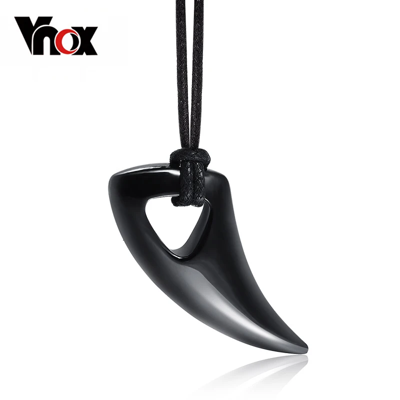 Vnox модное черное ожерелье из нержавеющей стали с рогом быка, мужские ювелирные изделия в стиле панк, мужские подвески